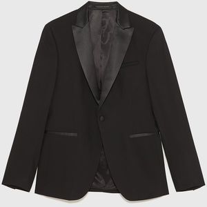Zara Men Black Blazer Tuxedo Jacket